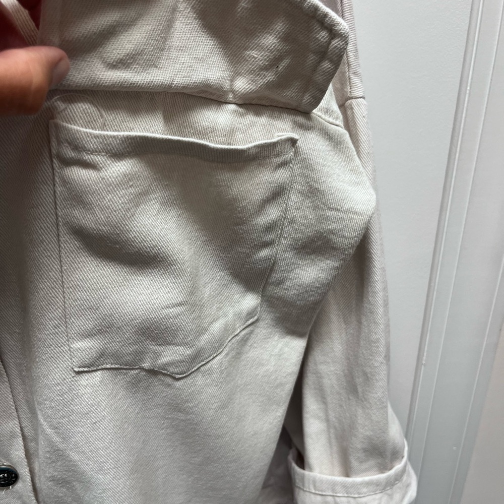Cream Button-Up Jacket made and purchased in Italy. L/XL - Picture 3 of 10